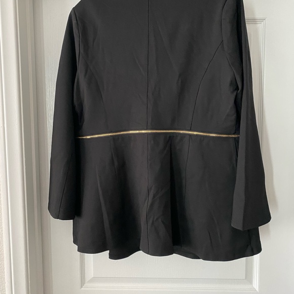 IMAN Global Chic Convertible Bell-Slv Ponte Blazer BLACK 1X NEW with Zipper - Picture 4 of 9